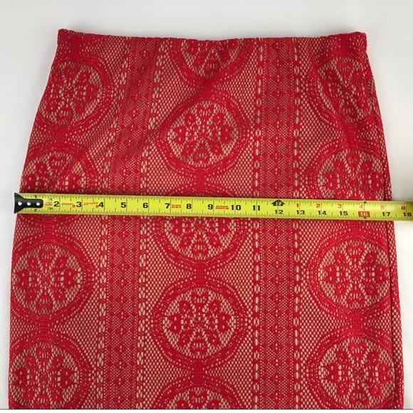 Red Lace Pencil Skirt - Picture 4 of 4
